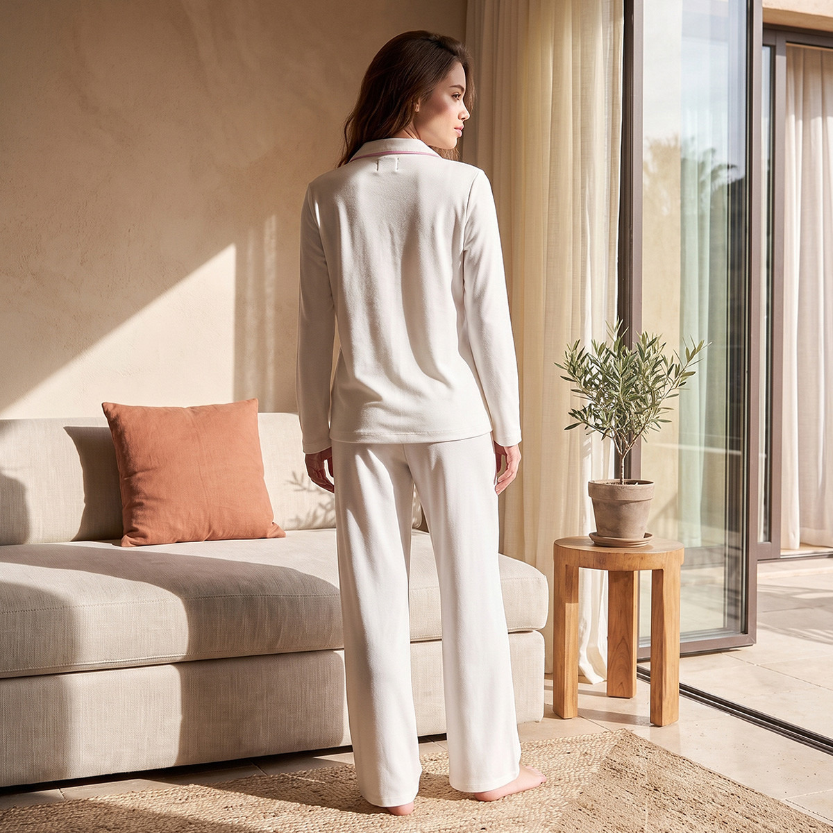 Splash Intimates Floral Embroidered Button-Down Shirt and Pyjama Set-women-clothing-nightwear-pyjamas-longsets-image-3