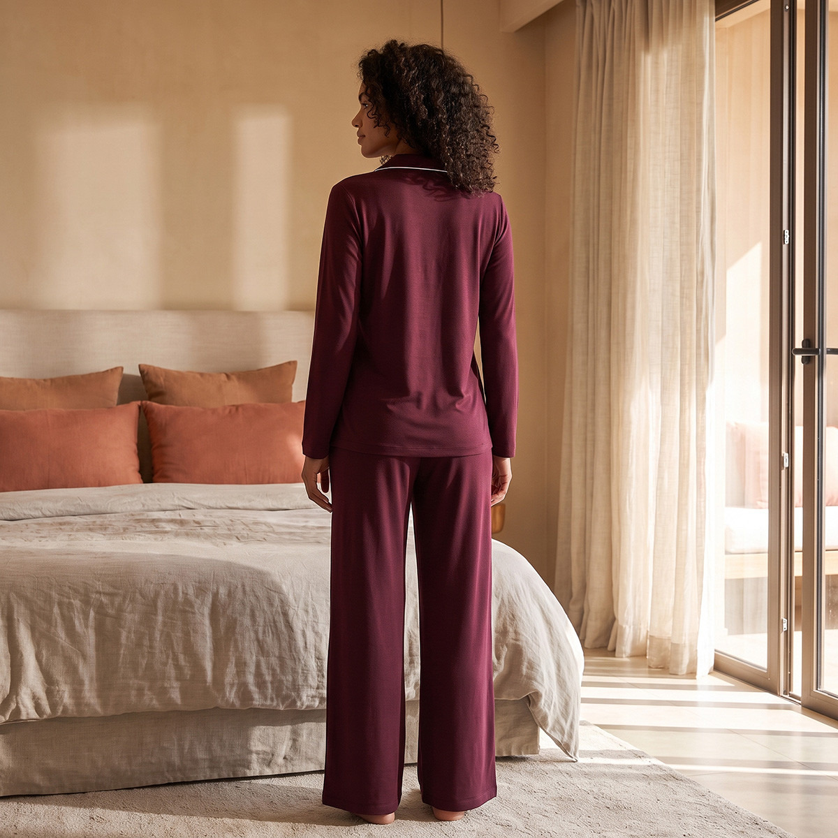 Splash Intimates Floral Embroidered Button-Down Shirt and Pyjama Set-women-clothing-nightwear-pyjamas-longsets-image-3