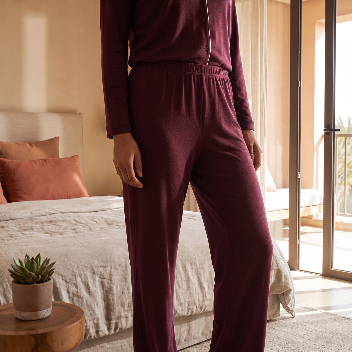 Splash Intimates Floral Embroidered Button-Down Shirt and Pyjama Set-women-clothing-nightwear-pyjamas-longsets-image-7
