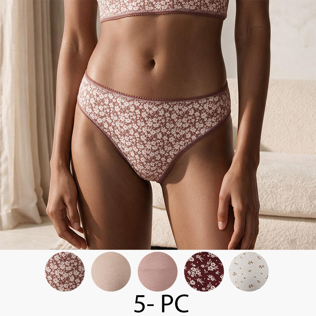 Pack of 5 Splash Intimates Elastic Waist Bikini Briefs-women-clothing-lingerie-panties-image-1