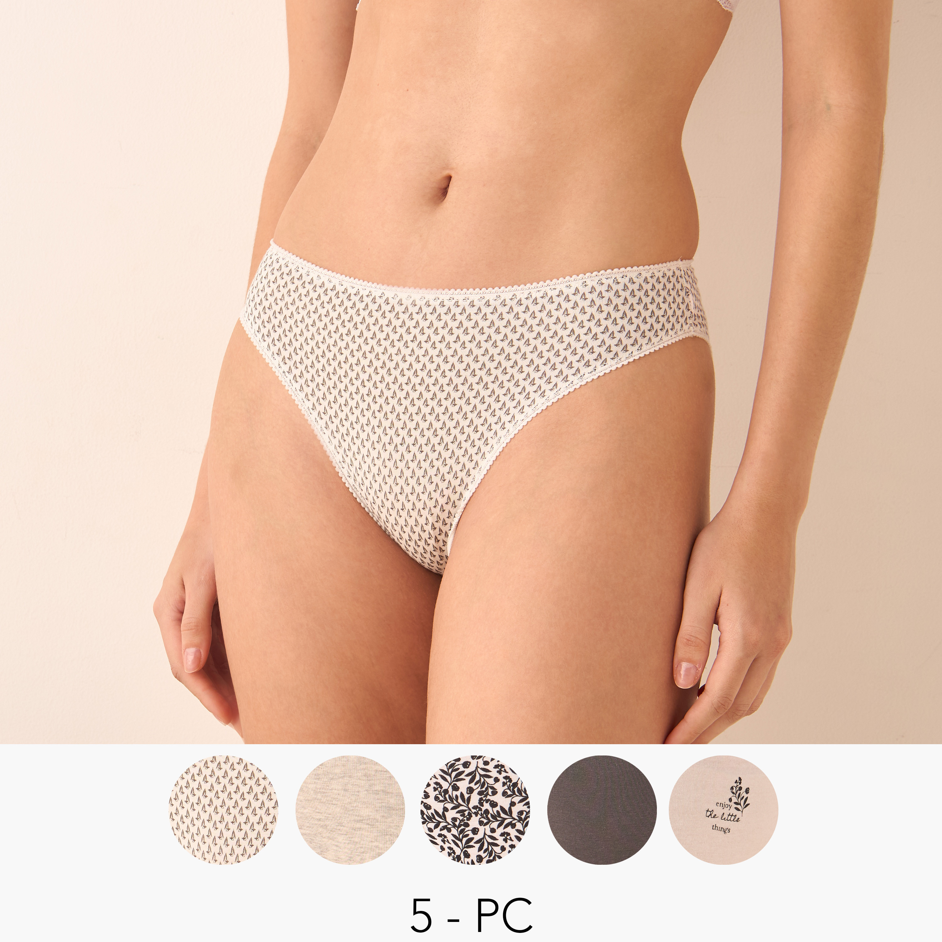 Pack of 5 Splash Intimates Elastic Waist Bikini Briefs-women-clothing-lingerie-panties-image-1