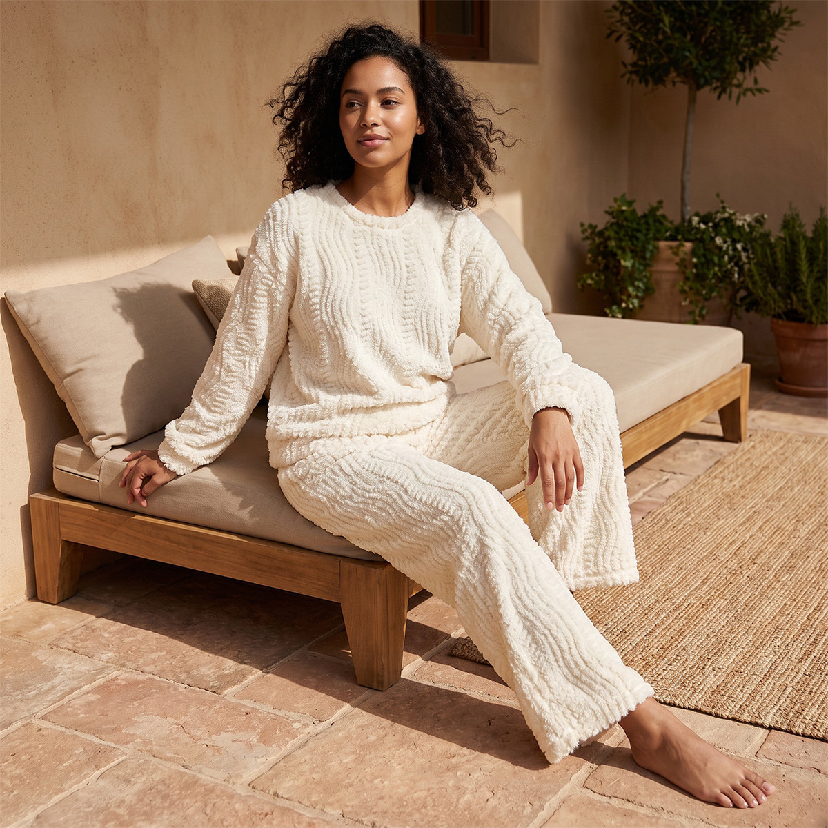 Splash Intimates Pyjama Set Textured Top & Trousers-women-clothing-nightwear-pyjamas-longsets-image-1
