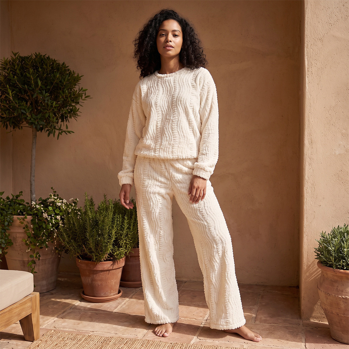Splash Intimates Pyjama Set Textured Top & Trousers-women-clothing-nightwear-pyjamas-longsets-image-2