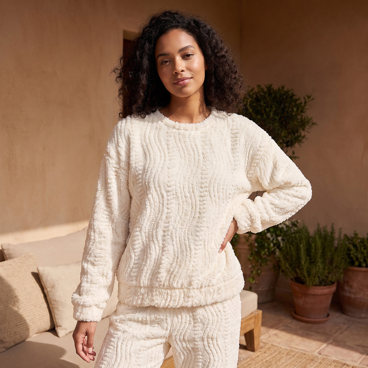 Splash Intimates Pyjama Set Textured Top & Trousers-women-clothing-nightwear-pyjamas-longsets-image-3