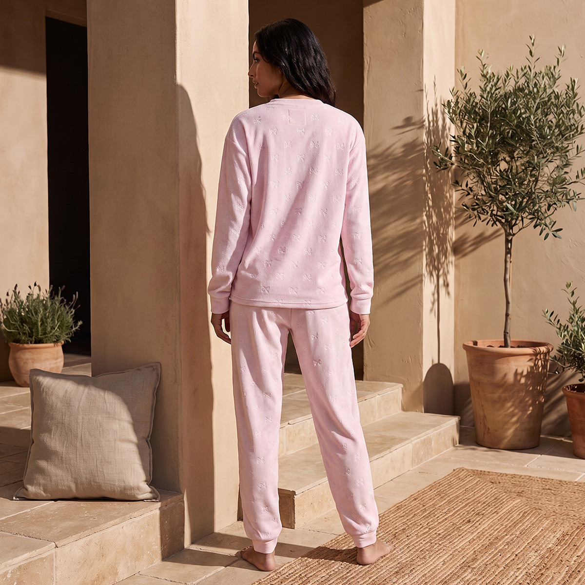 Pyjama Set Jacquard Top & Trousers-women-clothing-nightwear-pyjamas-longsets-image-3