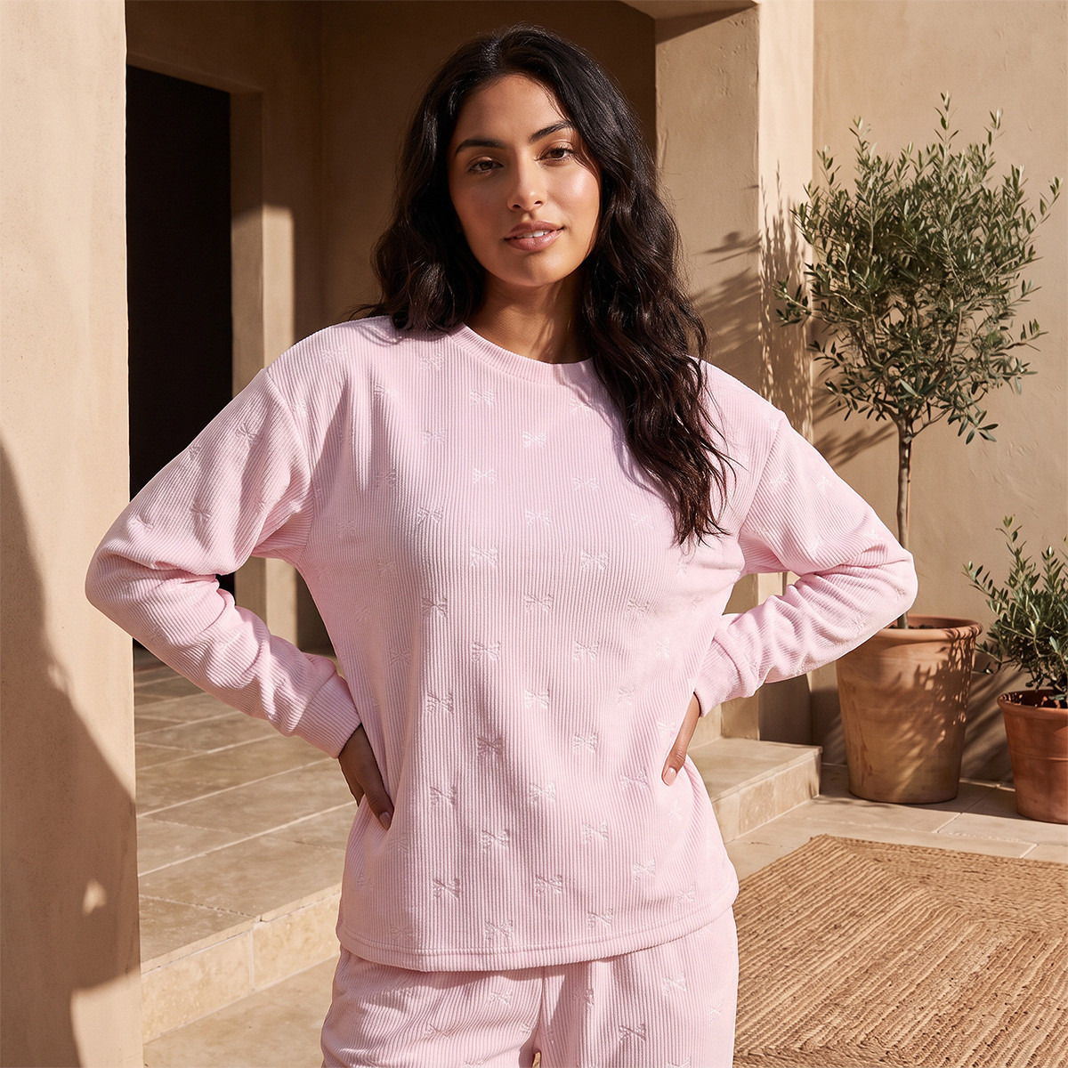 Pyjama Set Jacquard Top & Trousers-women-clothing-nightwear-pyjamas-longsets-image-4