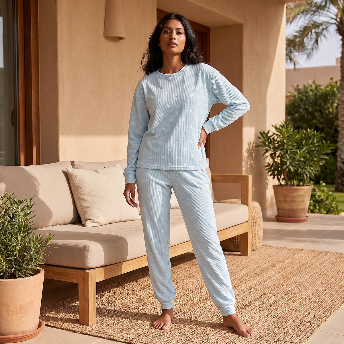 Pyjama Set Jacquard Top & Trousers-women-clothing-nightwear-pyjamas-longsets-image-2