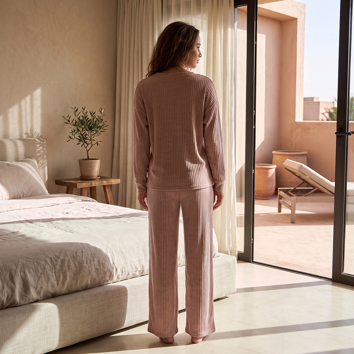 Splash Intimates Ribbed Top and Pyjama Set-women-clothing-nightwear-pyjamas-longsets-image-3
