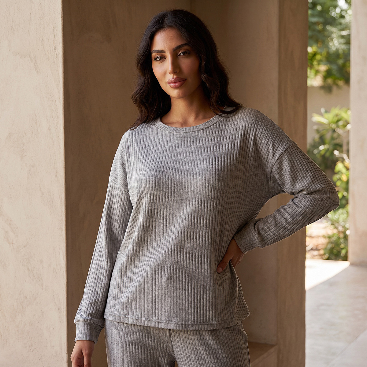 Splash Intimates Ribbed Top and Pyjama Set-women-clothing-nightwear-pyjamas-longsets-image-2
