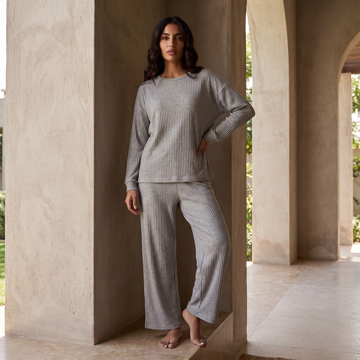 Splash Intimates Ribbed Top and Pyjama Set-women-clothing-nightwear-pyjamas-longsets-image-3