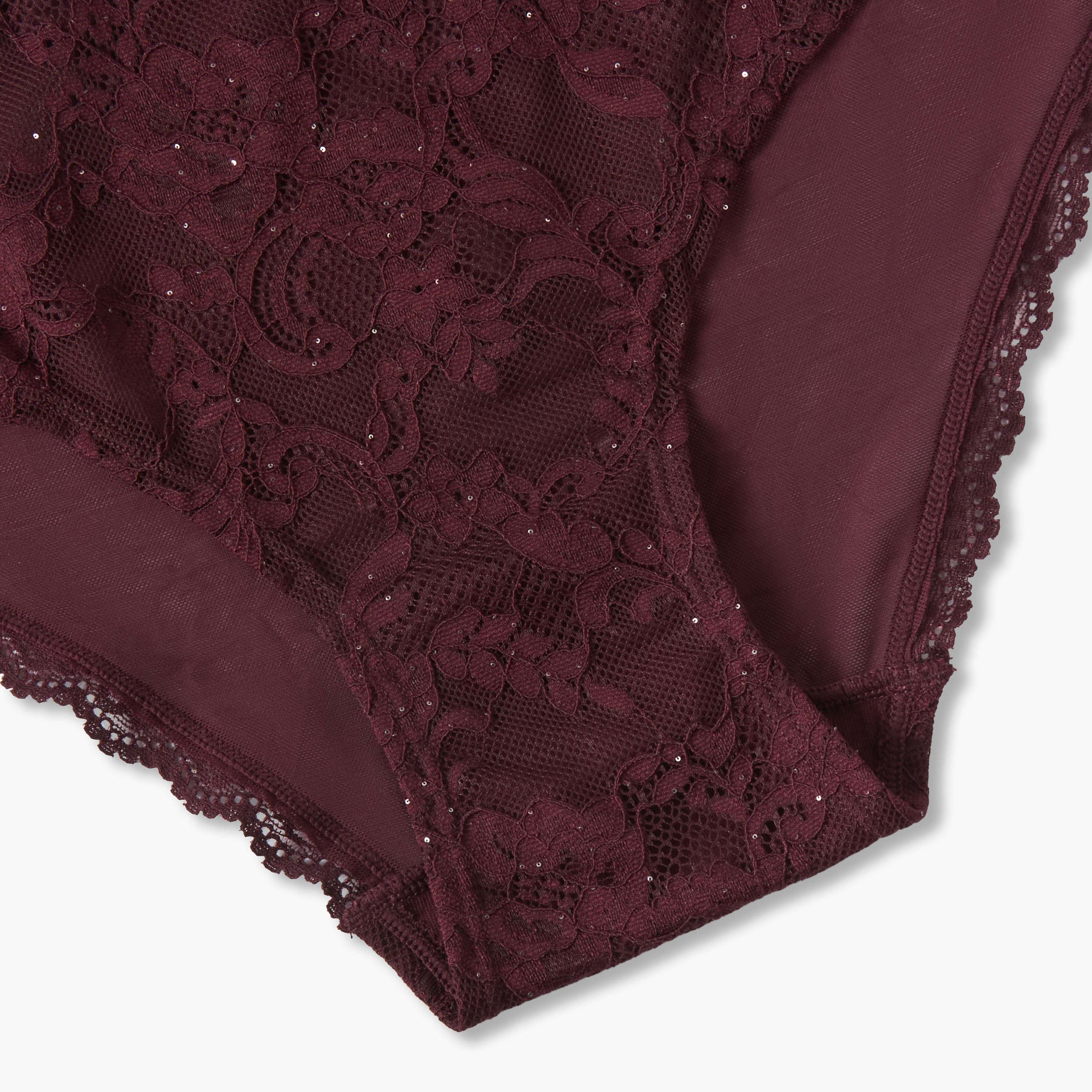 سروال داخلي كامل بتفاصيل دانتيل من سبلاش إنتيمتس-women-clothing-plussize-lingerie-panties-image-4
