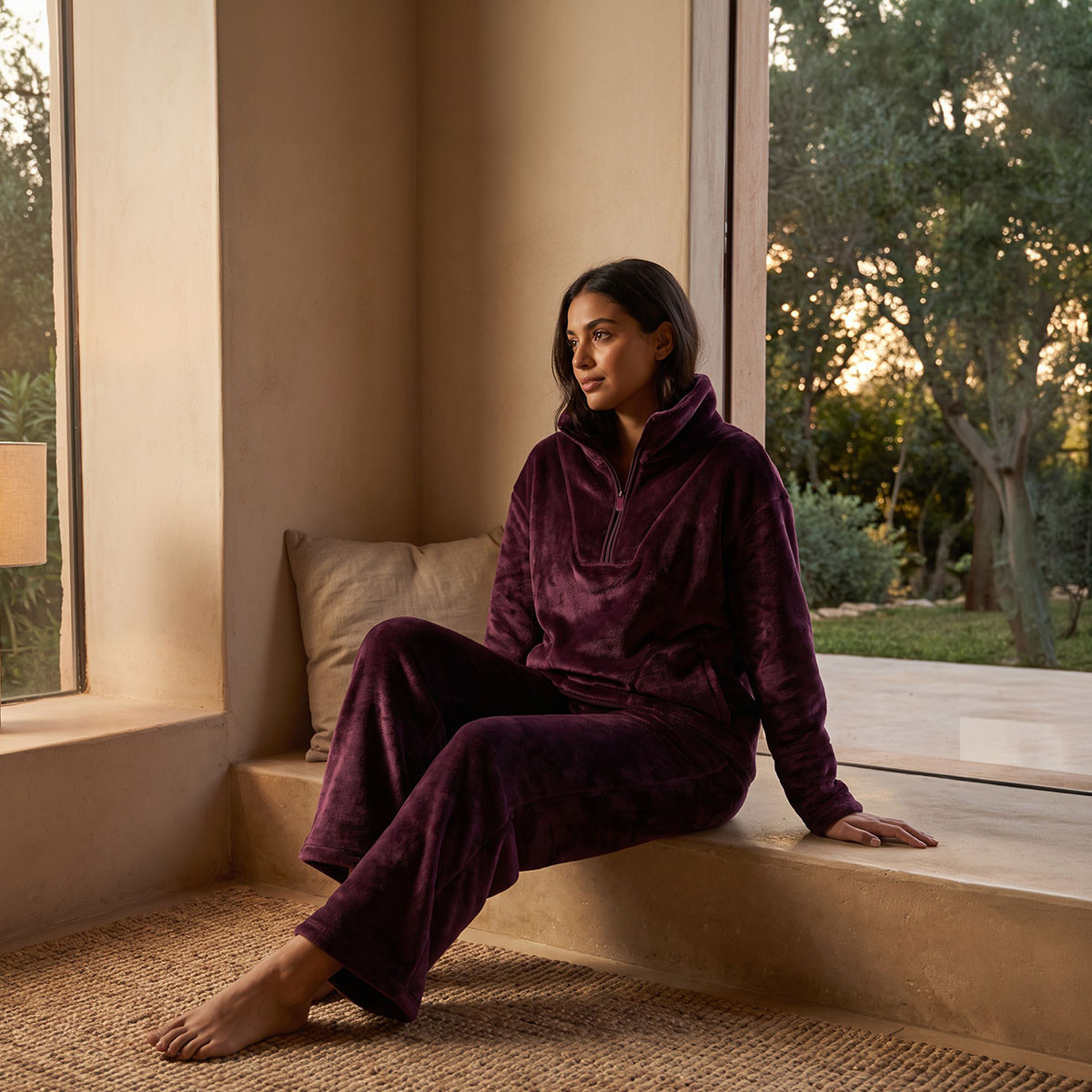 طقم بنطلون بيجاما وبلوزة برقبة عالية من سبلاش إنتيميتس-women-clothing-nightwear-pyjamas-longsets-image-1