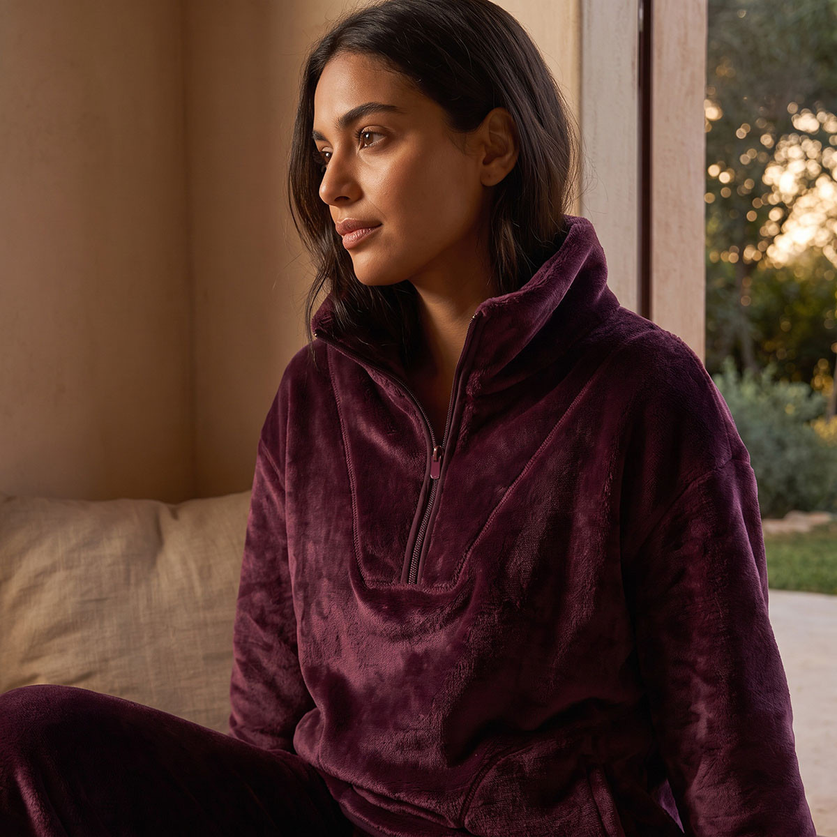 طقم بنطلون بيجاما وبلوزة برقبة عالية من سبلاش إنتيميتس-women-clothing-nightwear-pyjamas-longsets-image-6