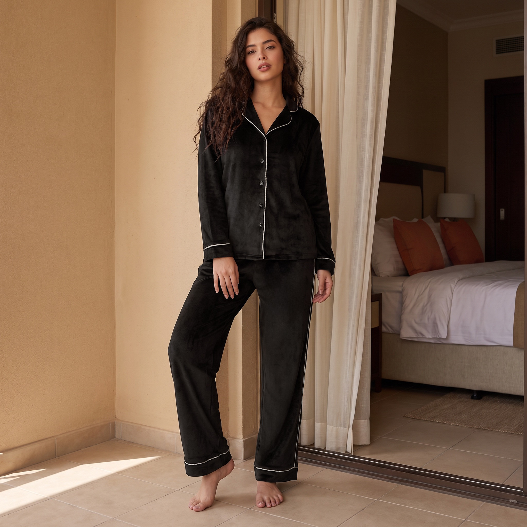 Splash Intimates Soft Touch Shirt and Pyjama Set-women-winterwear-nightwear-image-2