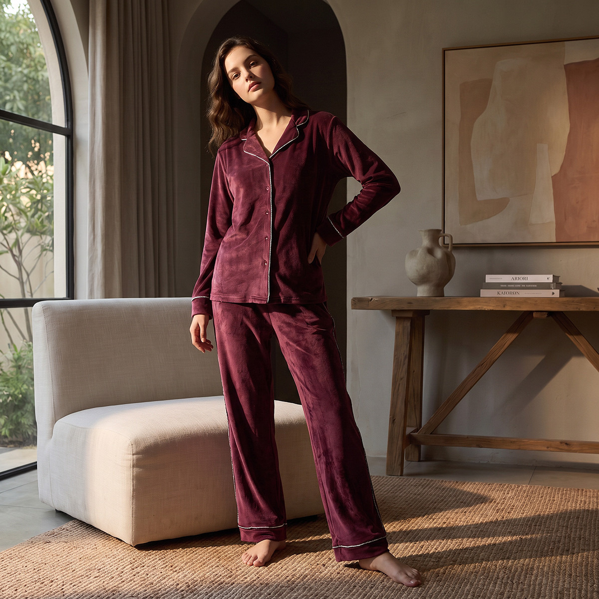 Splash Intimates Soft Touch Shirt and Pyjama Set-women-winterwear-nightwear-image-2