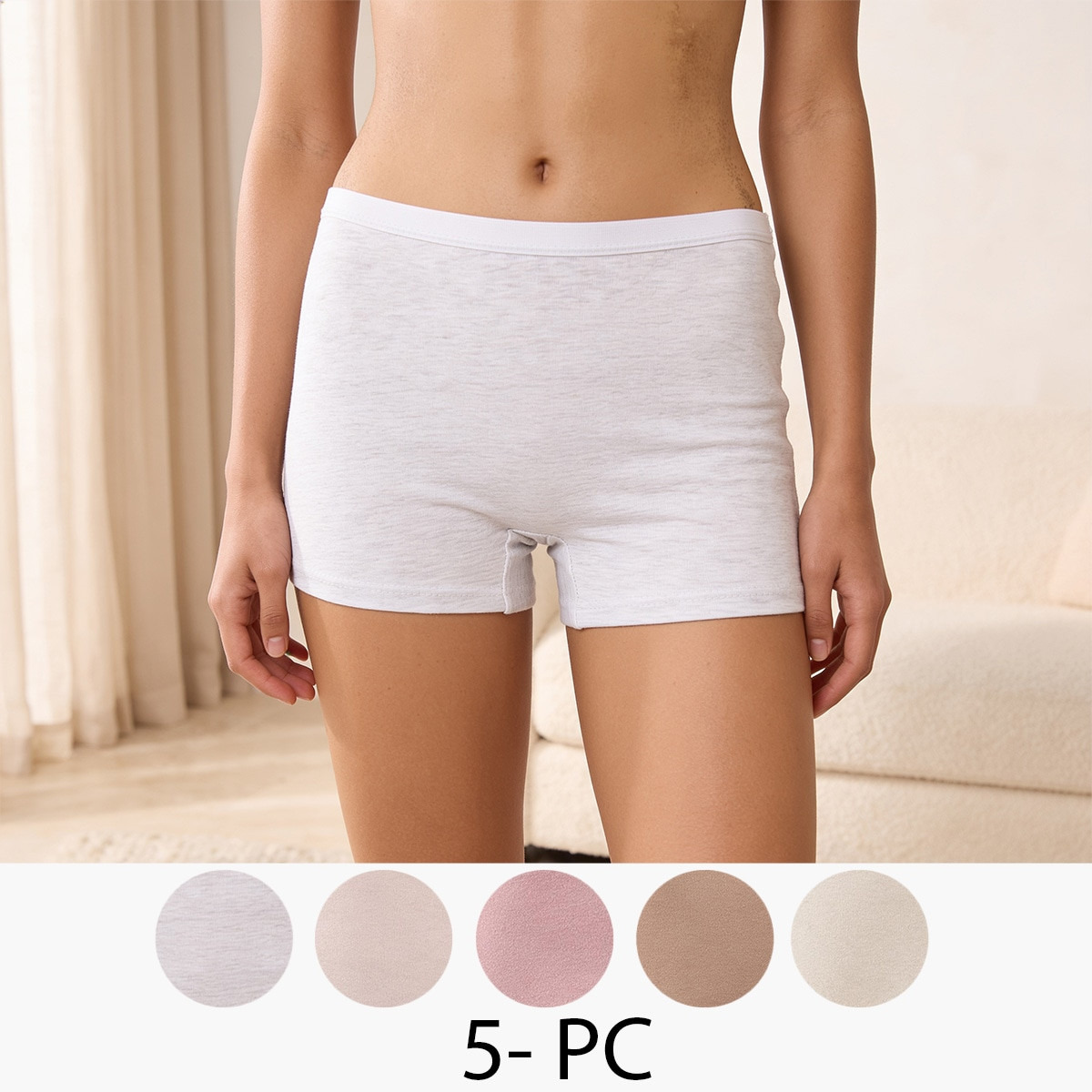 Pack of 5 Splash Intimates Elastic Waist Boyshort Briefs-women-clothing-lingerie-panties-image-1