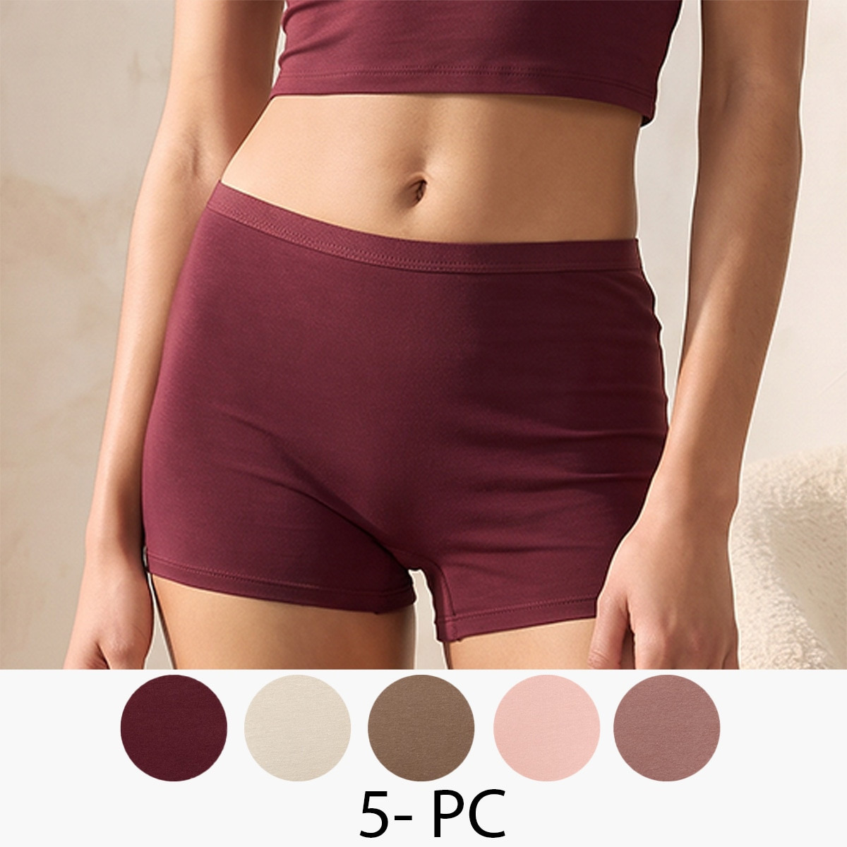 Pack of 5 Splash Intimates Elastic Waist Boxer Briefs-women-clothing-lingerie-panties-image-1