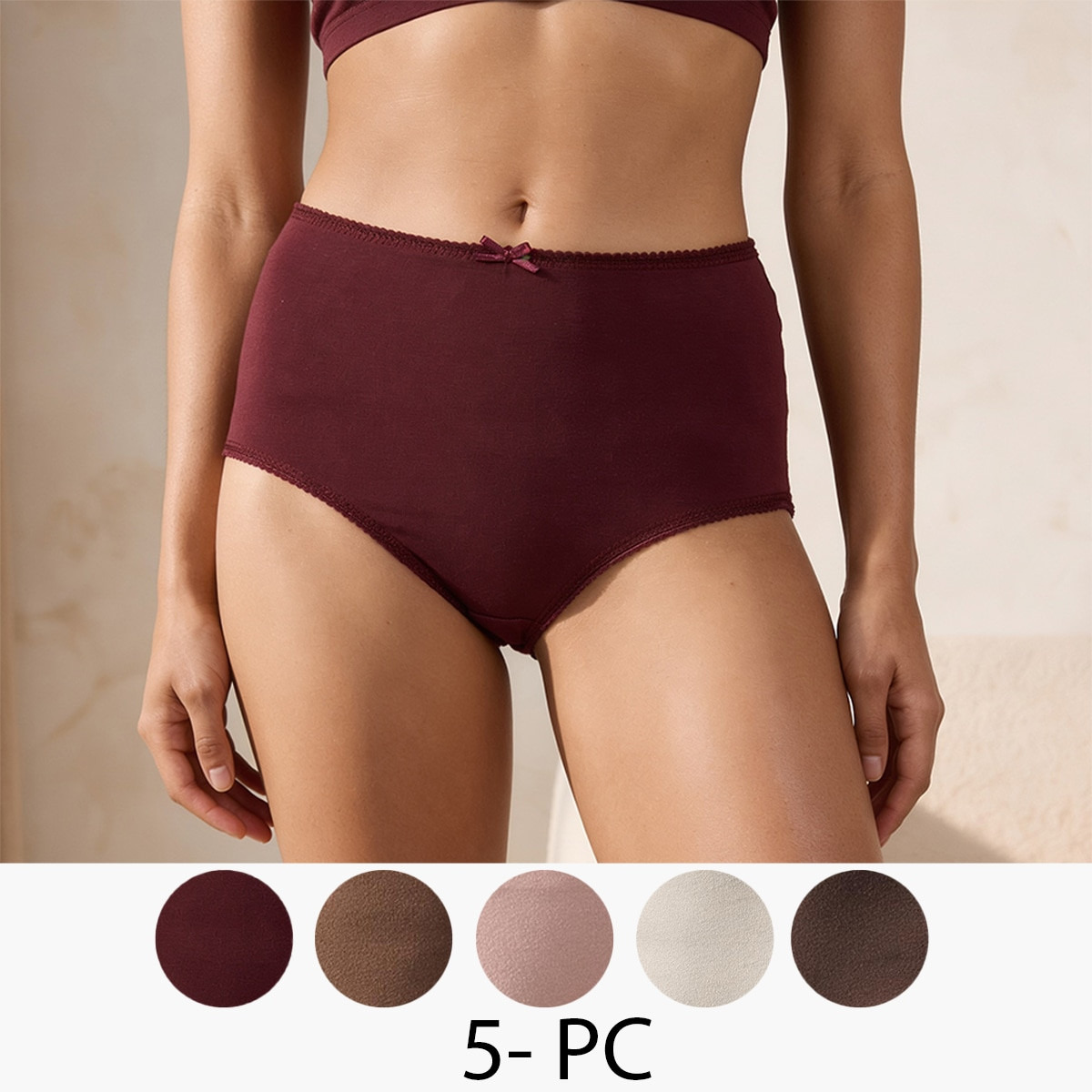 Pack of 5 Splash Intimates Elastic Waist Full Briefs-women-clothing-lingerie-panties-image-1