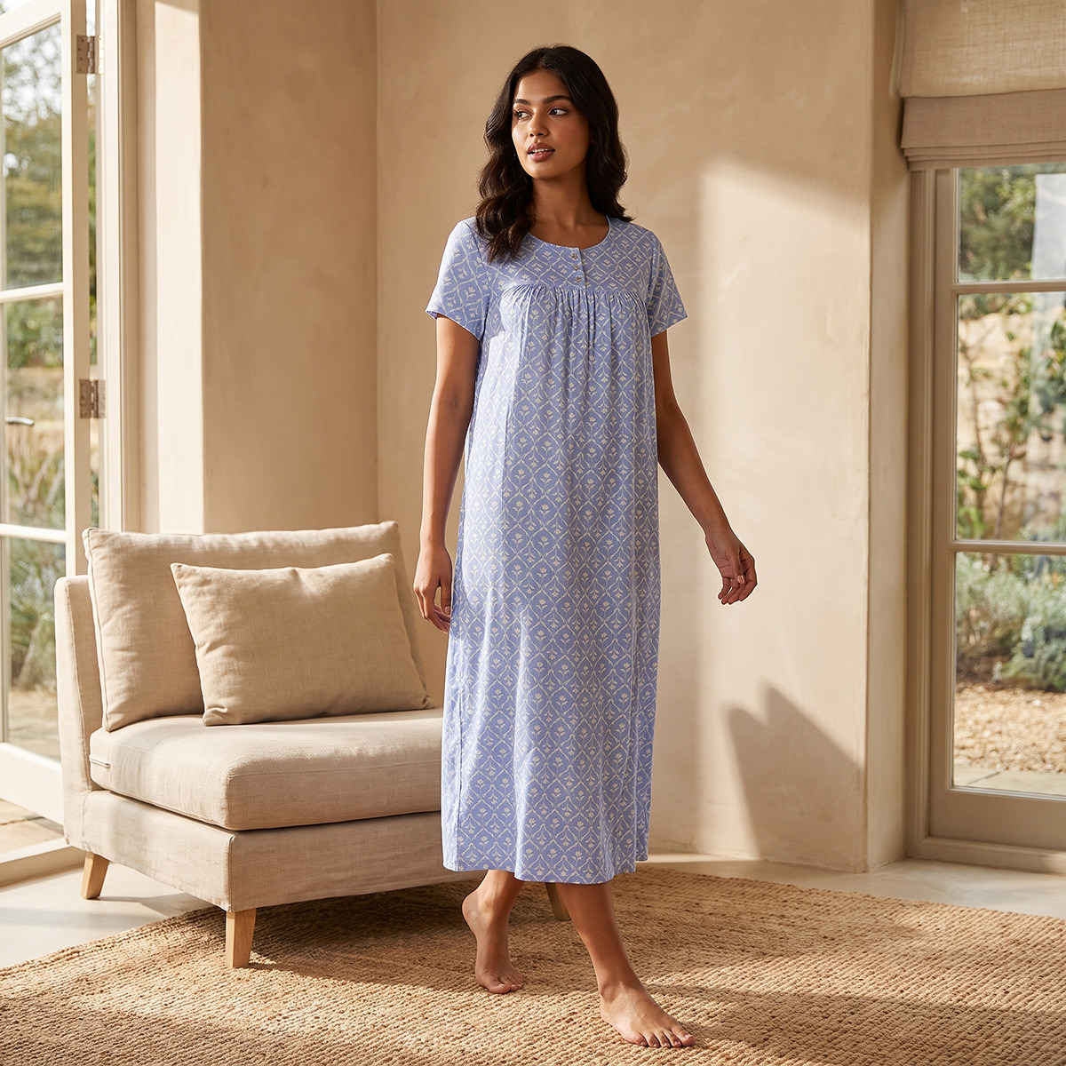 Splash Intimates Viscose Floral Print Night Dress-women-clothing-nightwear-nighties-image-2