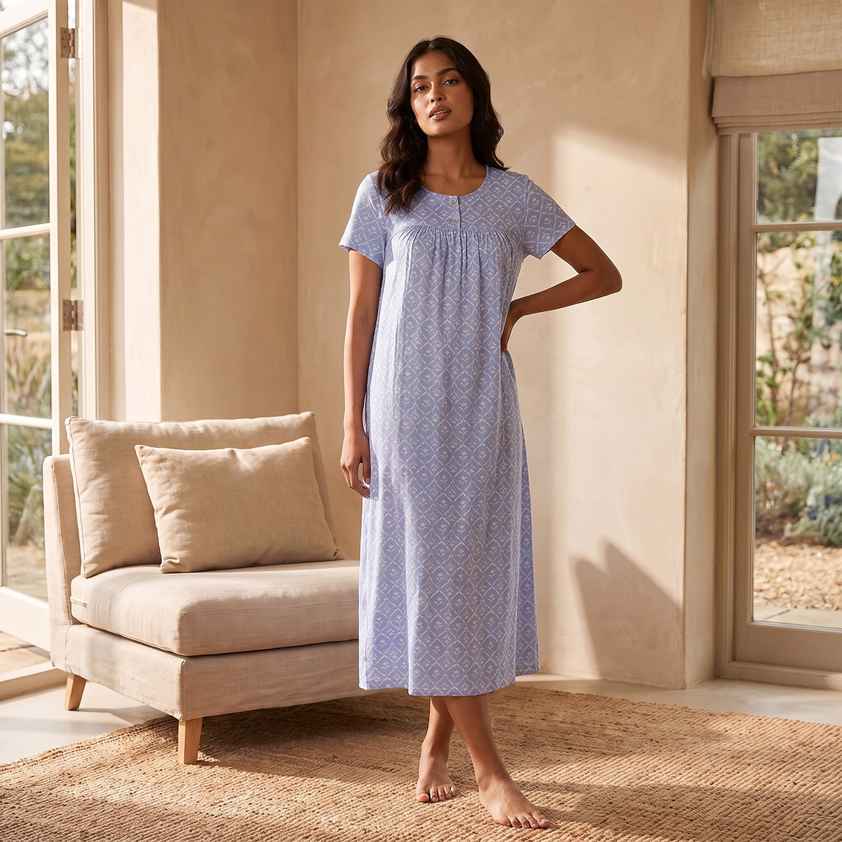 Splash Intimates Viscose Floral Print Night Dress-women-clothing-nightwear-nighties-image-4