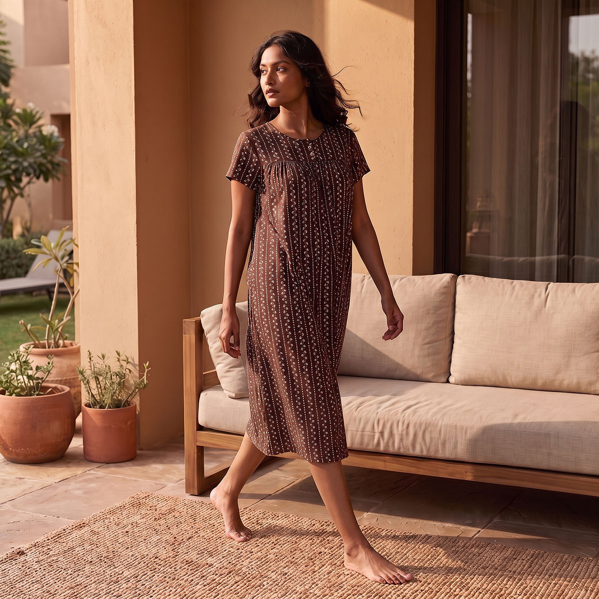 Splash Intimates Viscose Floral Print Night Dress-women-clothing-nightwear-nighties-image-4
