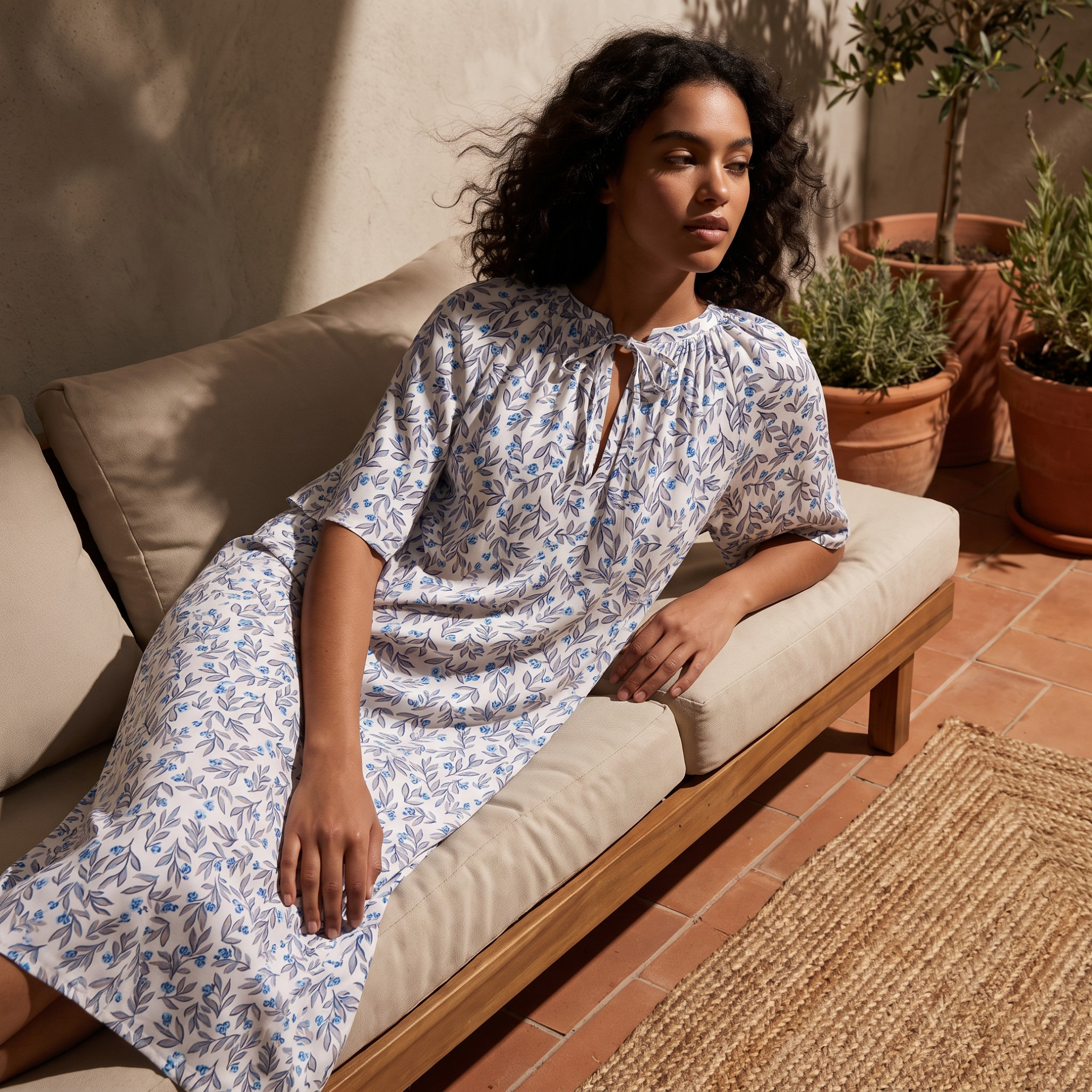 طقم فساتين نوم طول الركبة بياقة برباط قطعتين من سبلاش إنتيميتس-women-clothing-nightwear-nighties-image-2