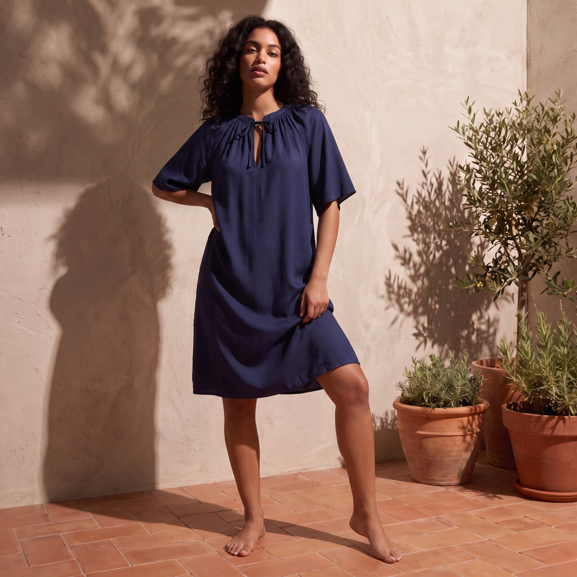 طقم فساتين نوم طول الركبة بياقة برباط قطعتين من سبلاش إنتيميتس-women-clothing-nightwear-nighties-image-3