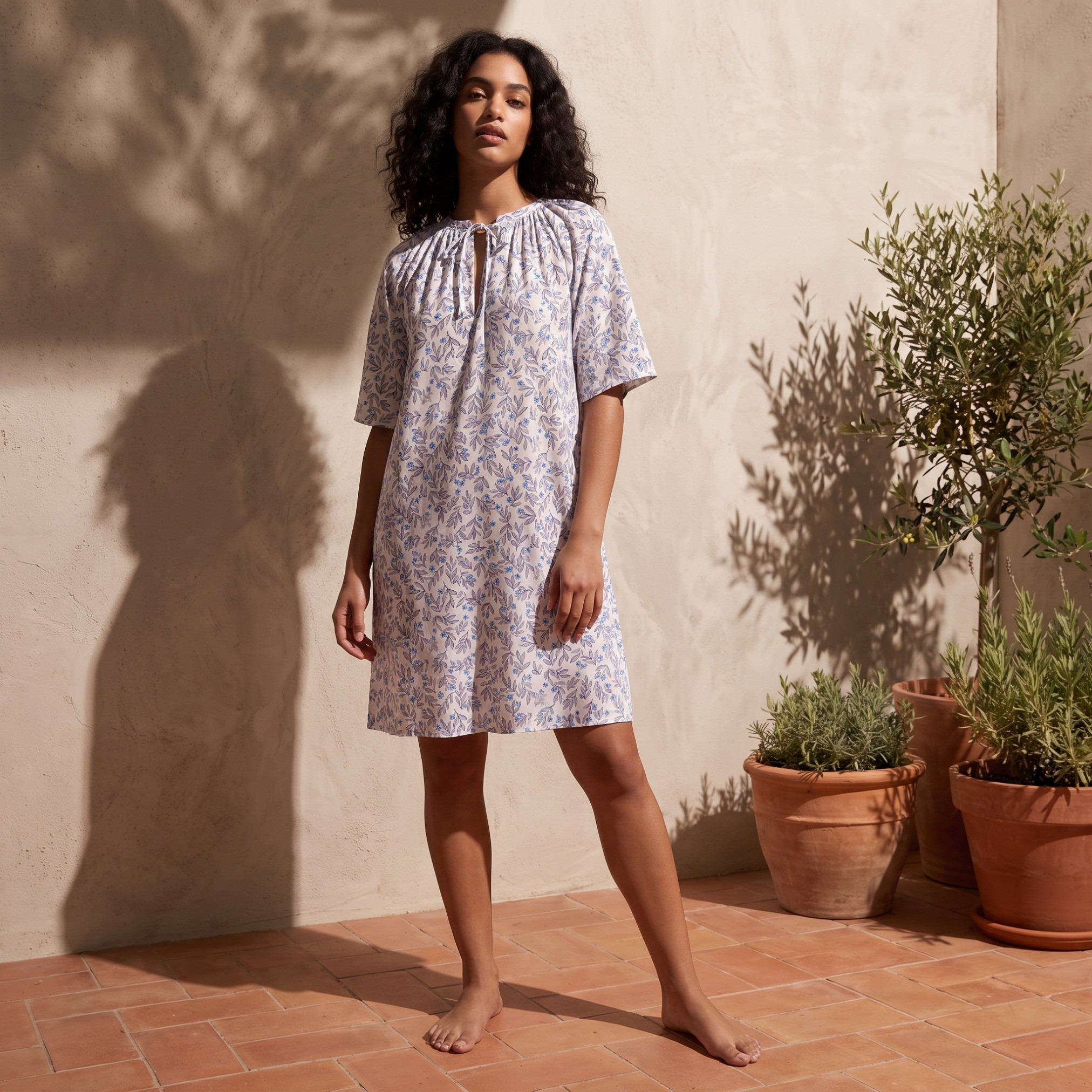 طقم فساتين نوم طول الركبة بياقة برباط قطعتين من سبلاش إنتيميتس-women-clothing-nightwear-nighties-image-4