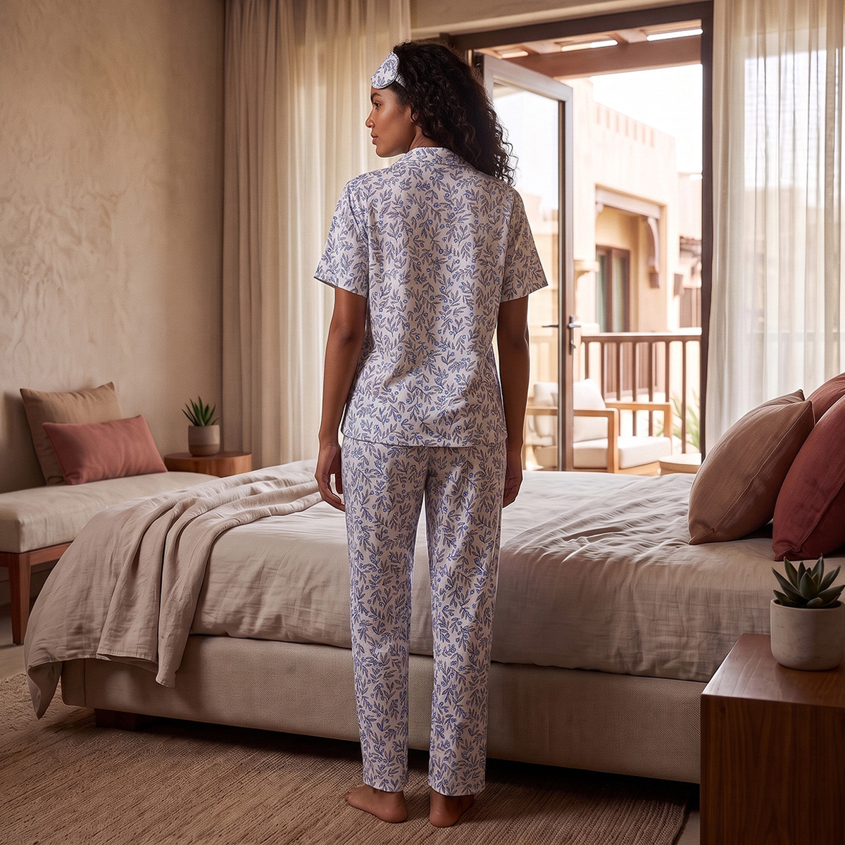 Splash Intimates Botanical Print Shirt and Pyjama Set with Eye Mask-women-clothing-nightwear-pyjamas-longsets-image-3