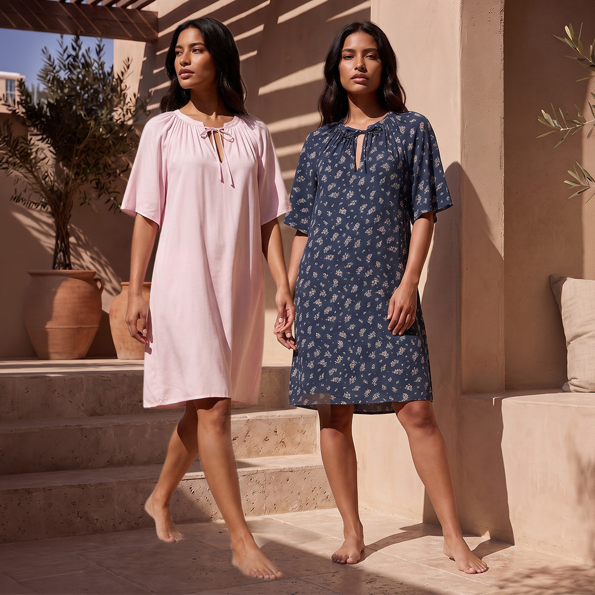 Set of 2 - Splash Intimates Assorted Print Night Dress-women-clothing-nightwear-nighties-image-1