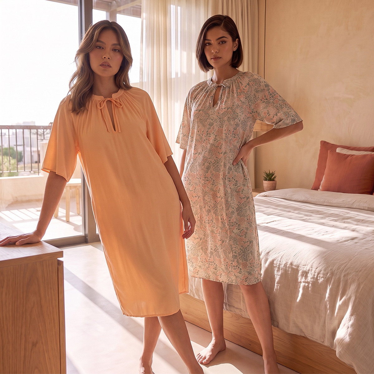 طقم فستان نوم بطبعات متنوعة من سبلاش إنتيميتس - قطعتين-women-clothing-nightwear-nighties-image-1