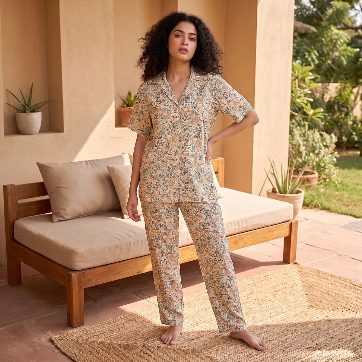 Splash Intimates Floral Print Shirt and Pyjama Set with Eye Mask-women-clothing-nightwear-pyjamas-longsets-image-2