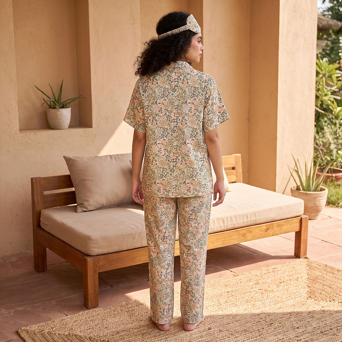 Splash Intimates Floral Print Shirt and Pyjama Set with Eye Mask-women-clothing-nightwear-pyjamas-longsets-image-3