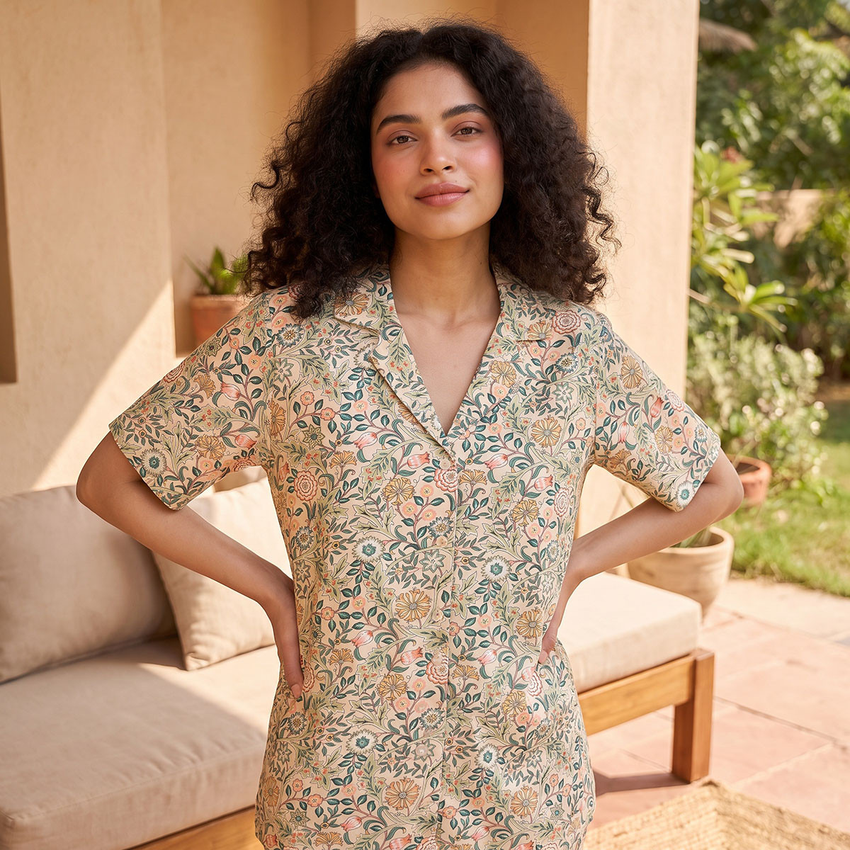 Splash Intimates Floral Print Shirt and Pyjama Set with Eye Mask-women-clothing-nightwear-pyjamas-longsets-image-4