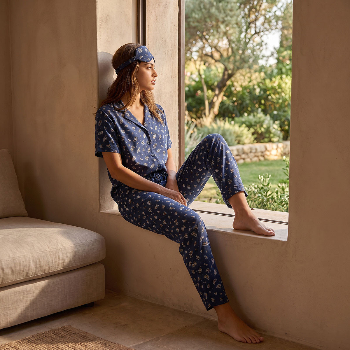 Splash Intimates Floral Print Shirt and Pyjama Set with Eye Mask-women-clothing-nightwear-pyjamas-longsets-image-2