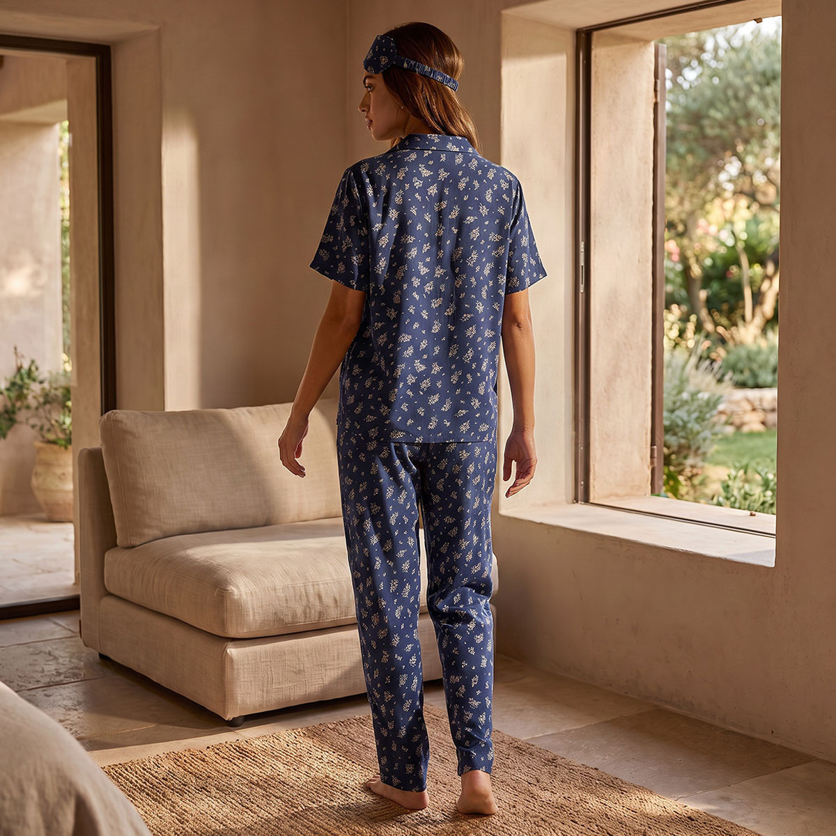 Splash Intimates Floral Print Shirt and Pyjama Set with Eye Mask-women-clothing-nightwear-pyjamas-longsets-image-3