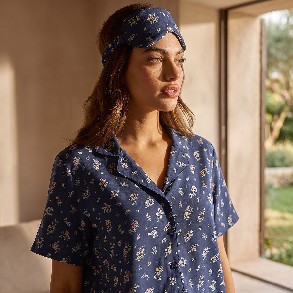 Splash Intimates Floral Print Shirt and Pyjama Set with Eye Mask-women-clothing-nightwear-pyjamas-longsets-image-6