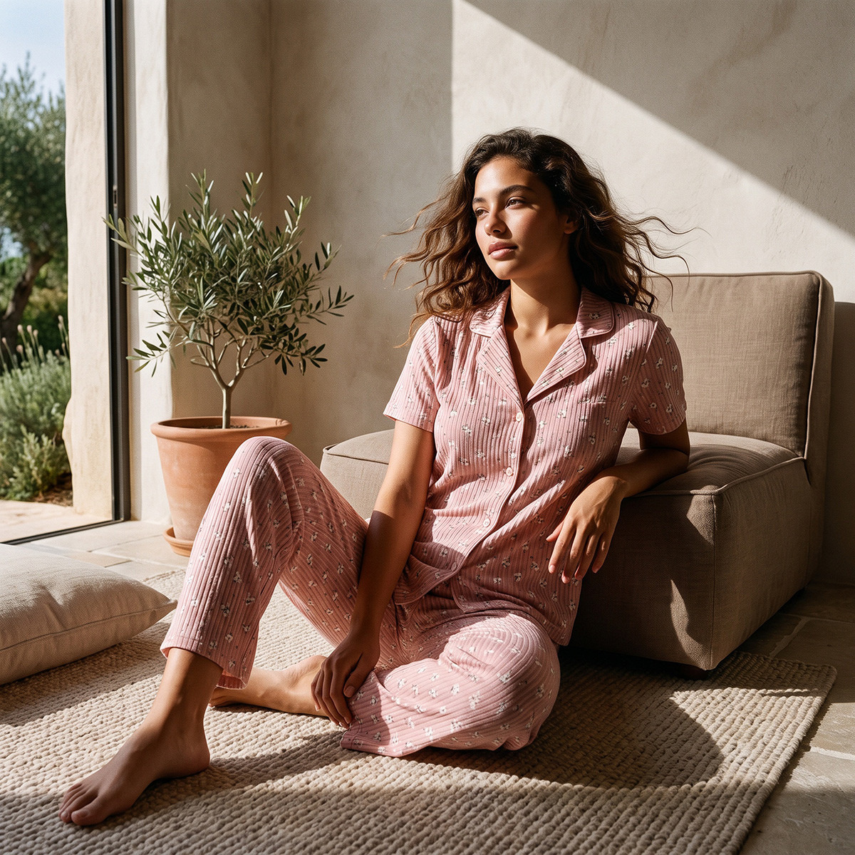 Splash Intimates Floral Print Shirt and Pyjama Set-women-clothing-nightwear-pyjamas-longsets-image-1