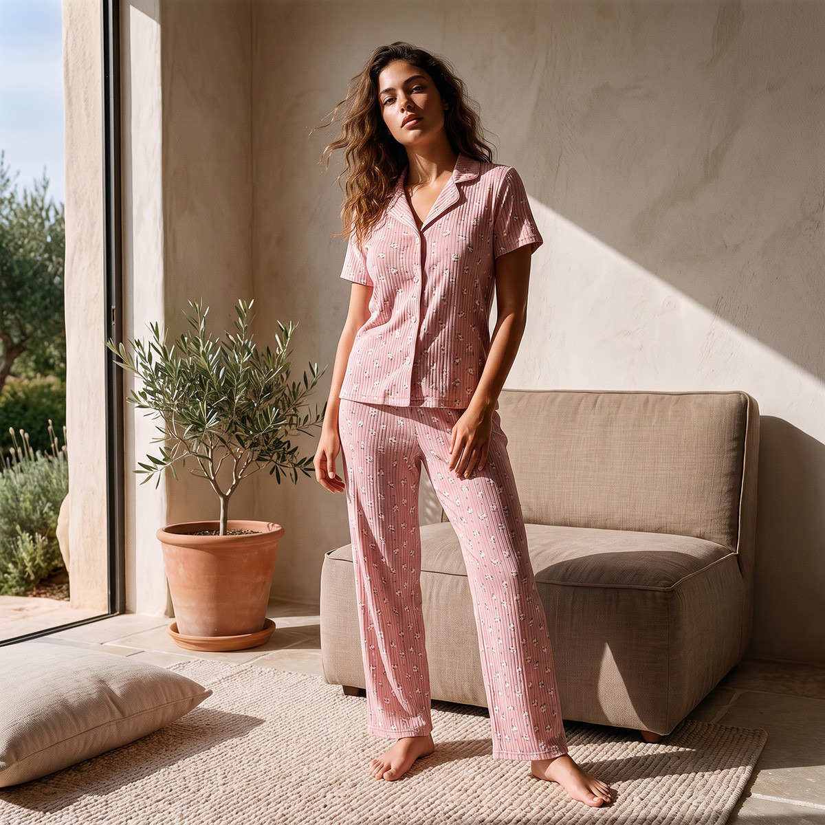 Splash Intimates Floral Print Shirt and Pyjama Set-women-clothing-nightwear-pyjamas-longsets-image-2