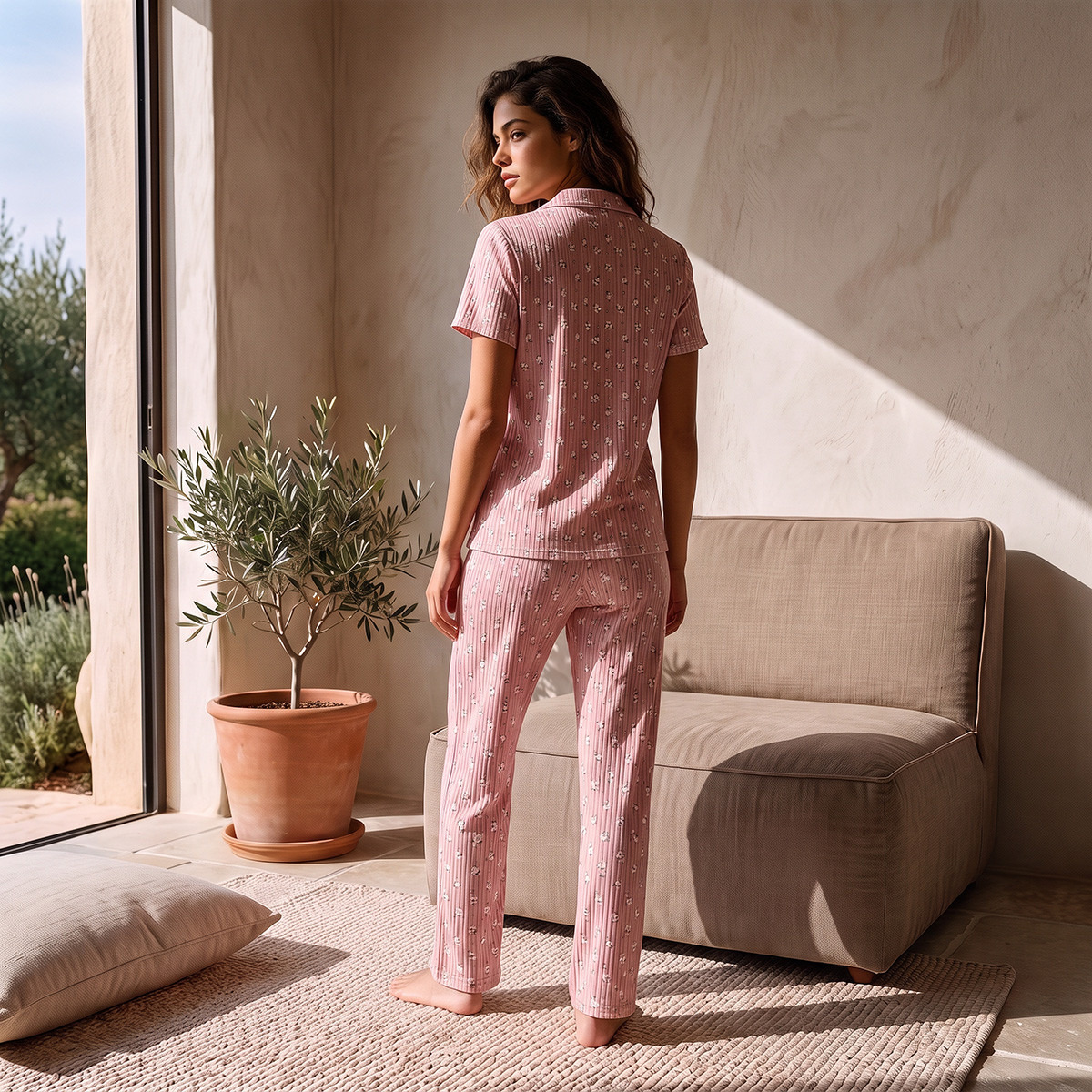 Splash Intimates Floral Print Shirt and Pyjama Set-women-clothing-nightwear-pyjamas-longsets-image-3
