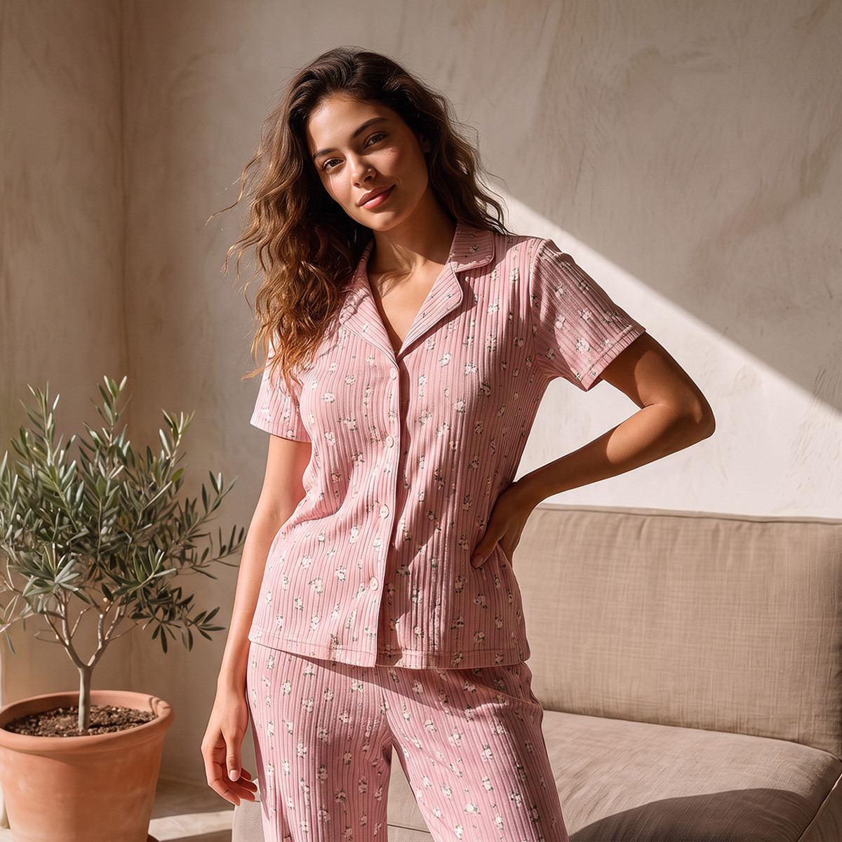 Splash Intimates Floral Print Shirt and Pyjama Set-women-clothing-nightwear-pyjamas-longsets-image-4