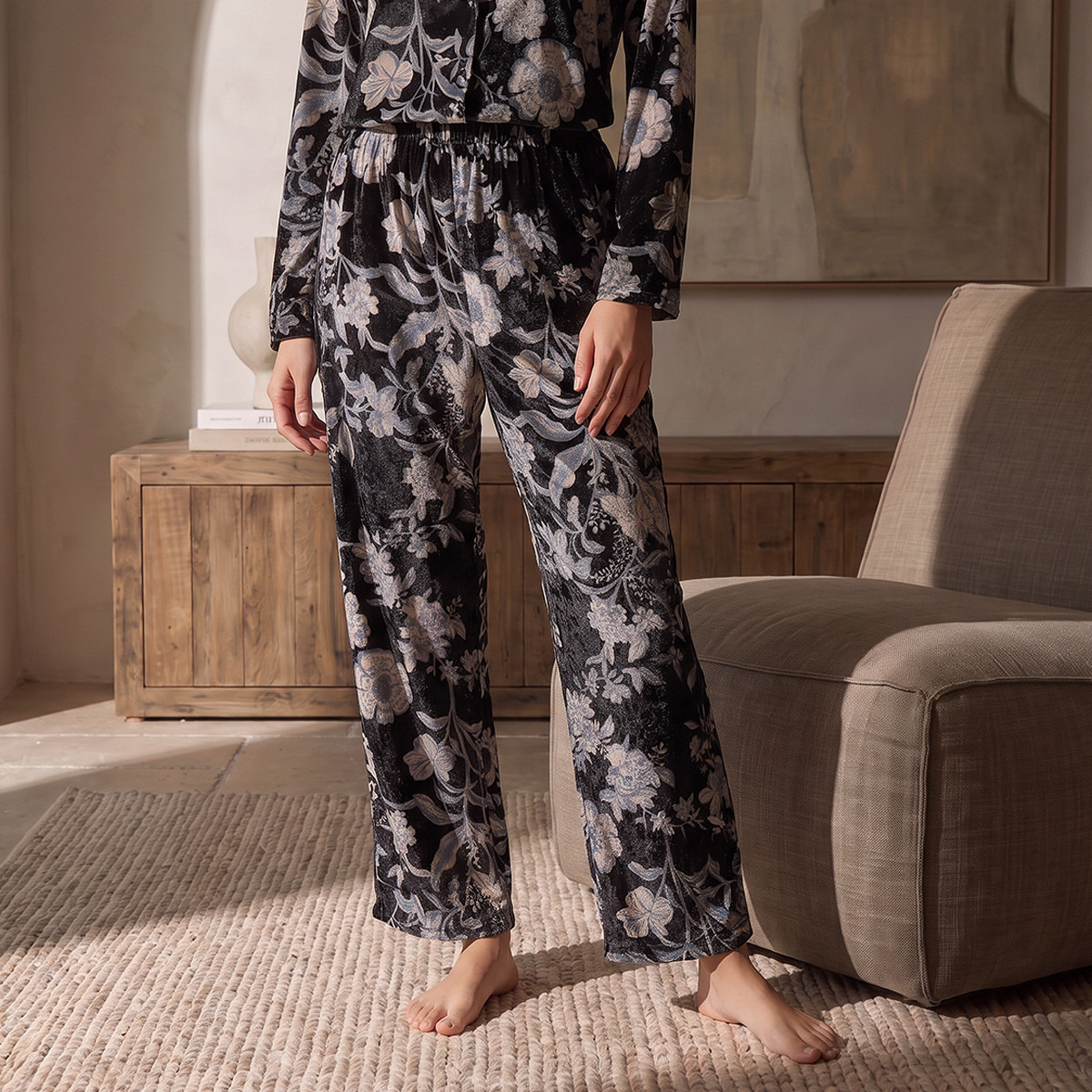 Splash Intimates Floral Print Shirt and Pyjama Set-women-winterwear-nightwear-image-5