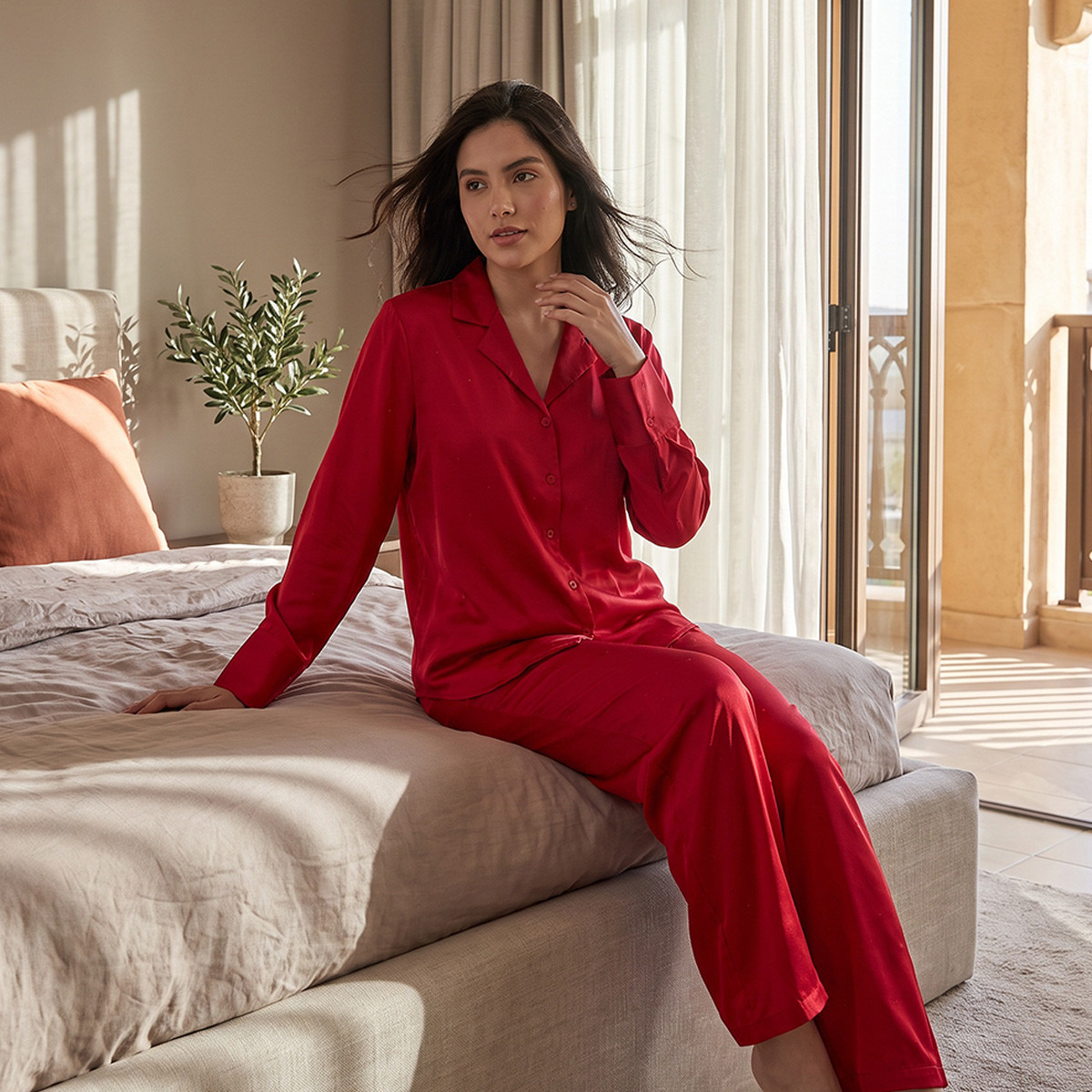 Splash Intimates Embellished Shirt and Pyjama Set-women-clothing-nightwear-pyjamas-longsets-image-1