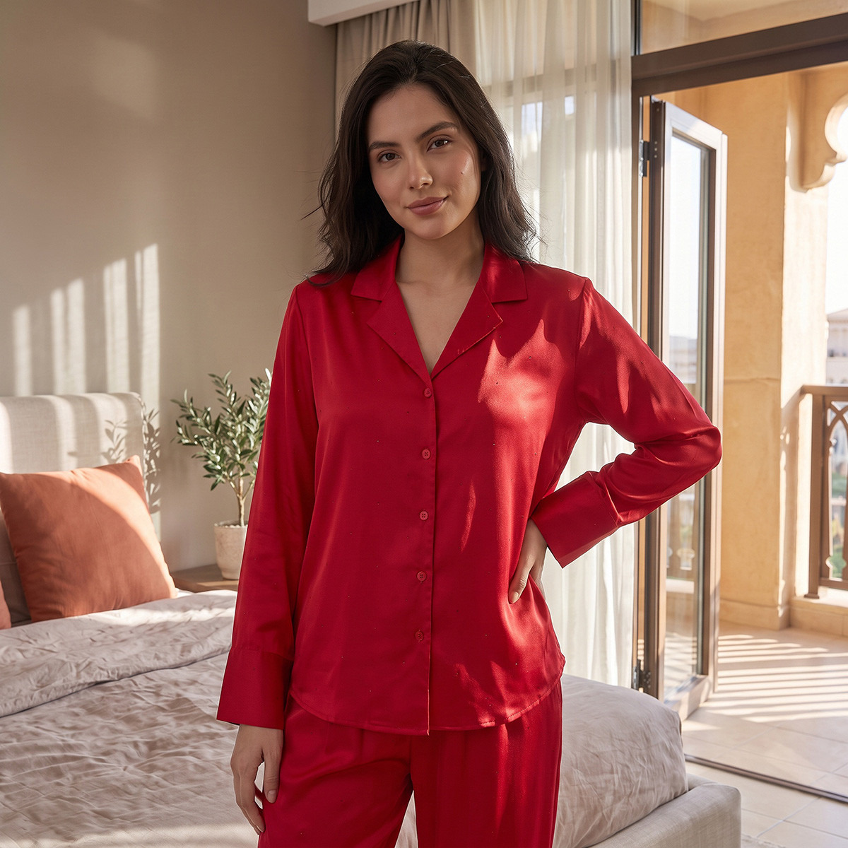 Splash Intimates Embellished Shirt and Pyjama Set-women-clothing-nightwear-pyjamas-longsets-image-4