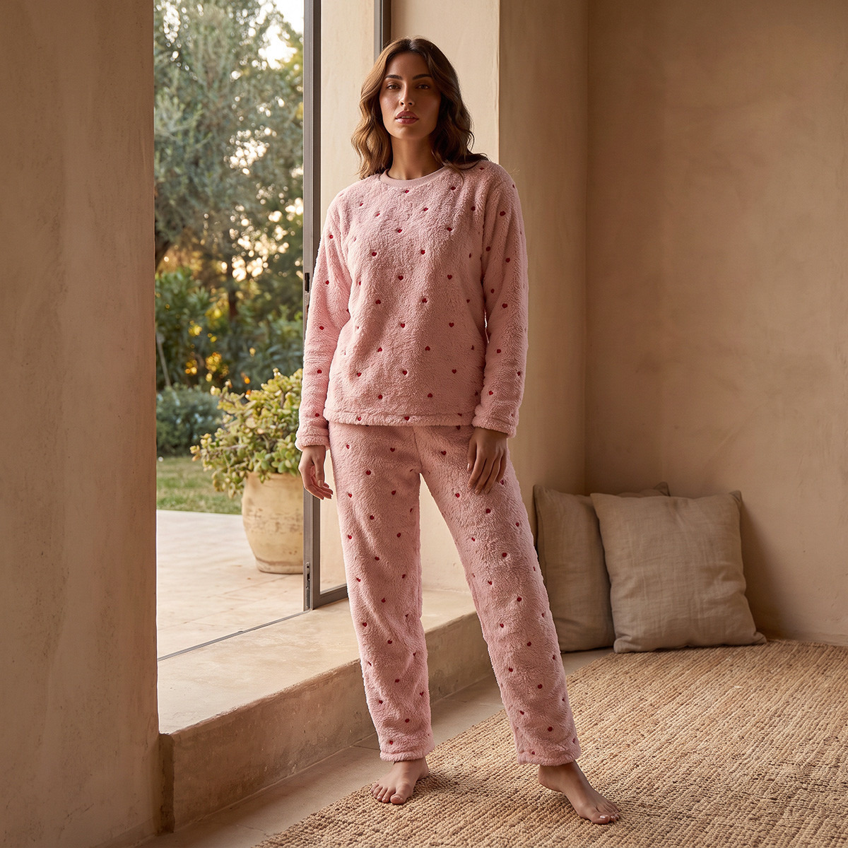 Splash Intimates Heart Embroidered Top and Pyjama Set-women-winterwear-nightwear-image-2