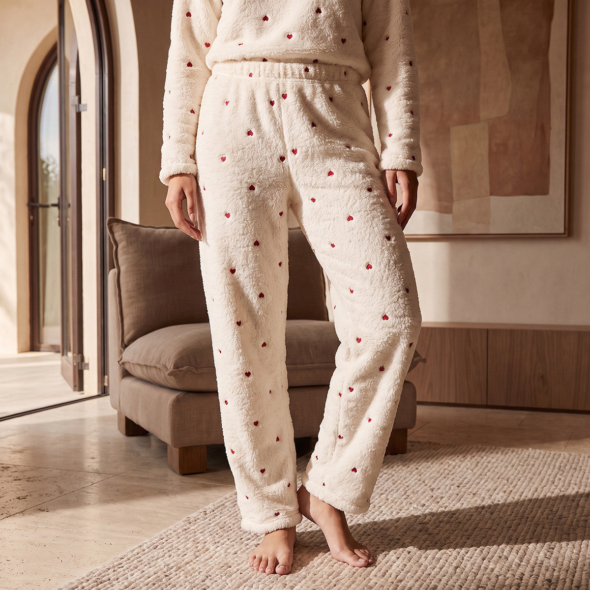 Splash Intimates Heart Embroidered Top and Pyjama Set-women-winterwear-nightwear-image-5