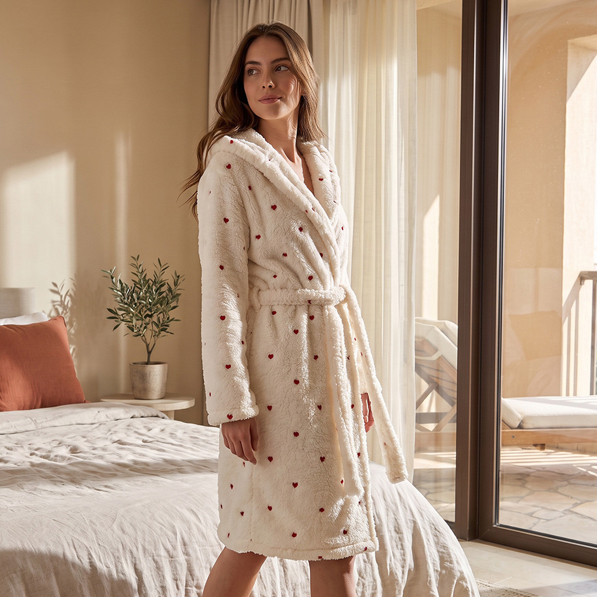 روب نوم مطرز بطول الركبة وحزام من سبلاش إنتميتس-women-clothing-nightwear-robes-image-4