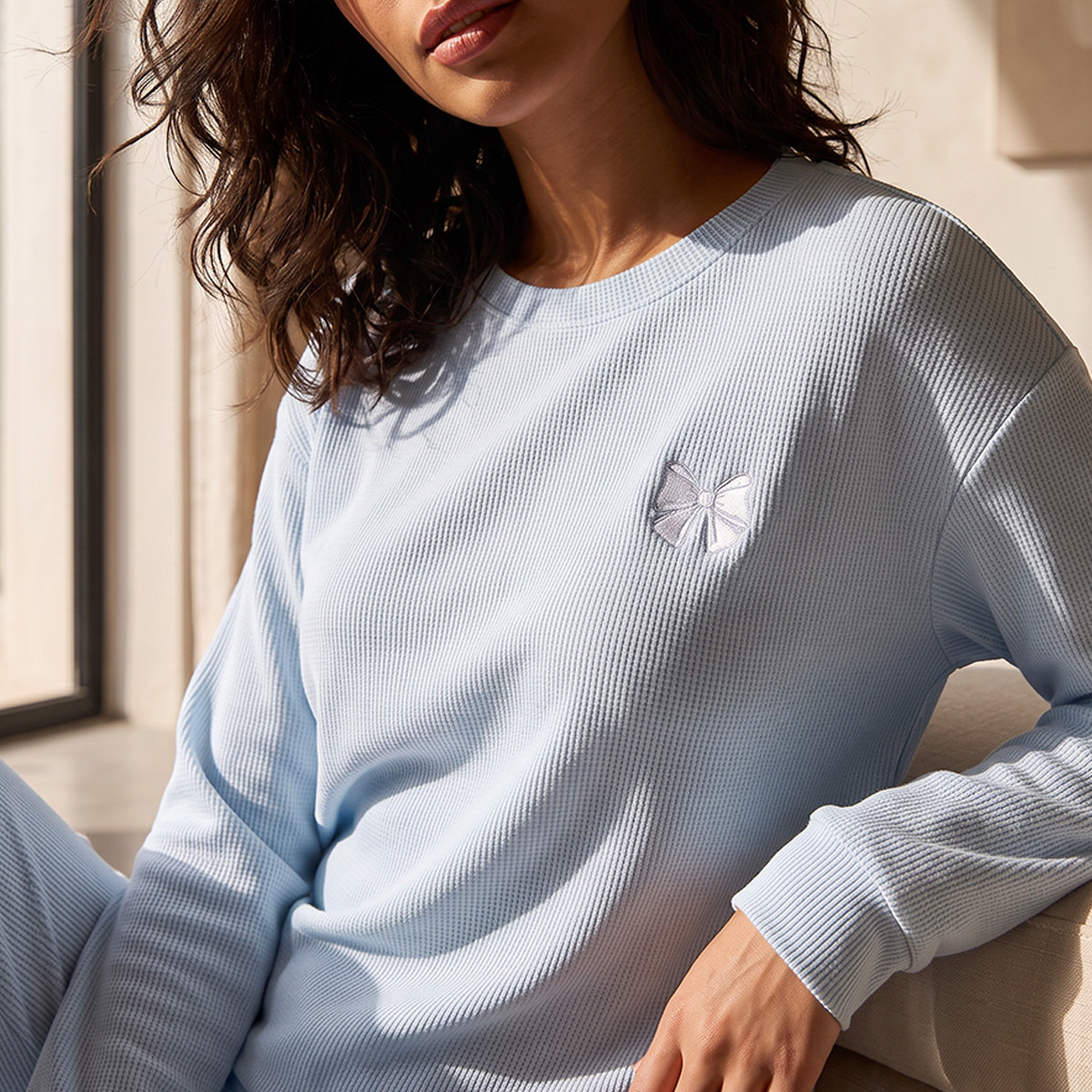 Splash Intimates Waffle Textured T-shirt and Pyjama Set-women-clothing-nightwear-pyjamas-longsets-image-6
