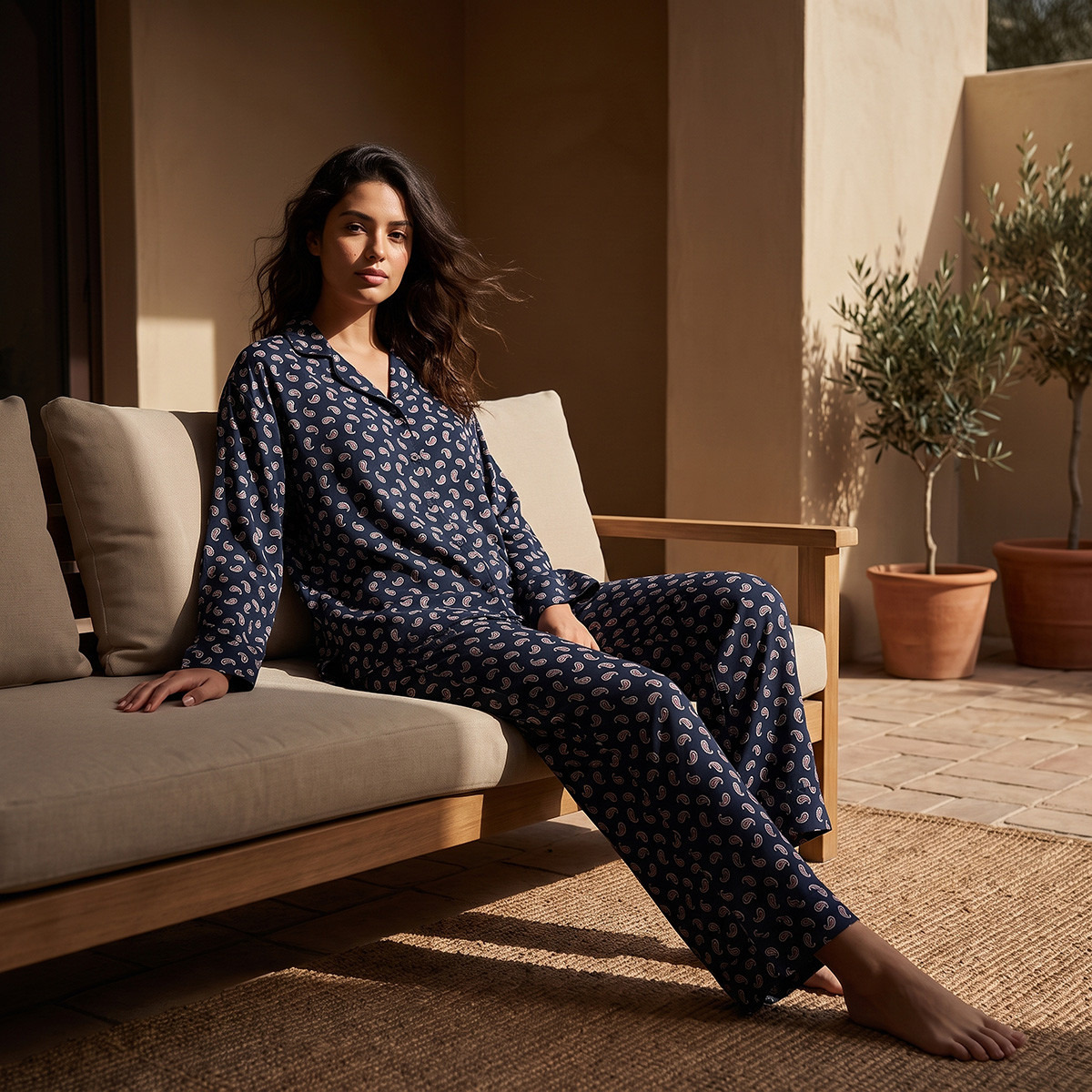 Splash Intimates Viscose Paisley Print Shirt and Pyjama Set-women-clothing-nightwear-pyjamas-longsets-image-1