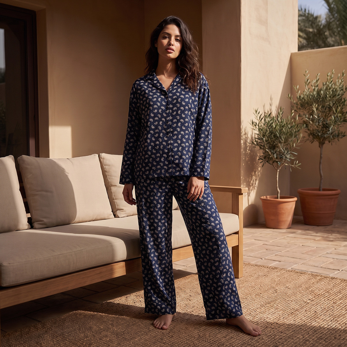 Splash Intimates Viscose Paisley Print Shirt and Pyjama Set-women-clothing-nightwear-pyjamas-longsets-image-3